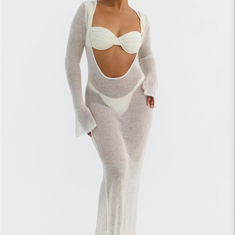 Sheer White Maxi Dress with Bikini Set
